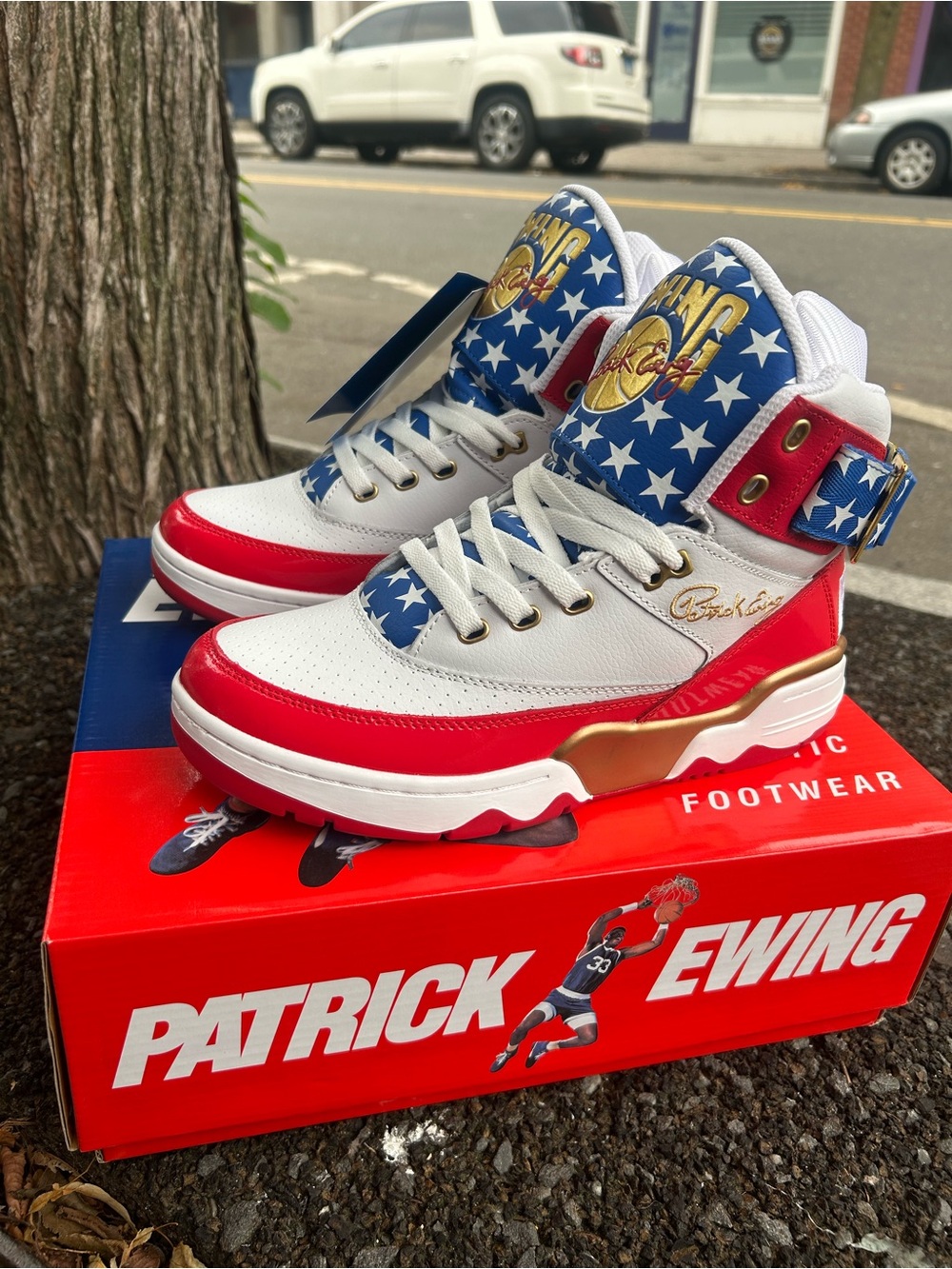 Patrick Ewing Men's Red, White & Blue High-Top Sneakers